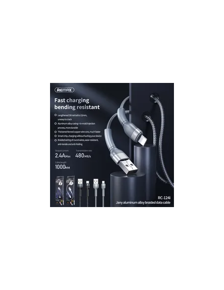 Duomenų kabelis REMAX RC-124i 2.4A USB-A į Lightning, 1m