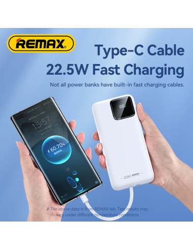 REMAX Power Bank 10000mAh with Built-in Type-C and Lightning Cables RPP-500, Black — view 10