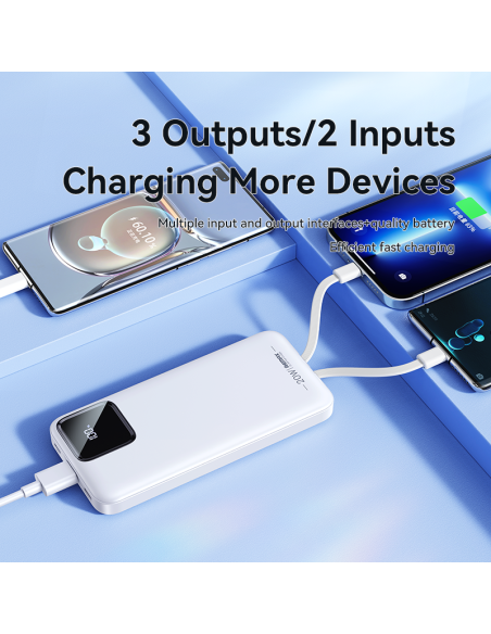 Išorinė baterija (Powerbank) REMAX RPP-500 10000mAh su įmontuotais Type-C ir Lightning kabeliais, juoda — vaizdas 11