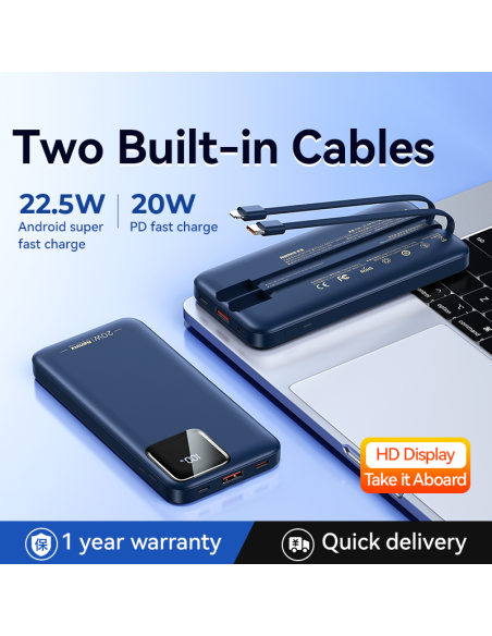 REMAX RPP-500 Fast Charging Cabled Powerbank 10000mAh