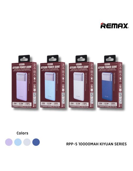 Greito įkrovimo išorinė baterija (Powerbank) REMAX RPP-5 10000mAh 22.5W, tamsiai mėlyna — vaizdas 2