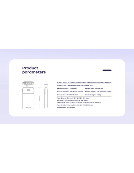 REMAX RPP-5 Fast Charging 22.5W Powerbank 10000mAh, Navy