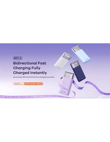 Greito įkrovimo išorinė baterija (Powerbank) REMAX RPP-5 10000mAh 22.5W, tamsiai mėlyna — vaizdas 10