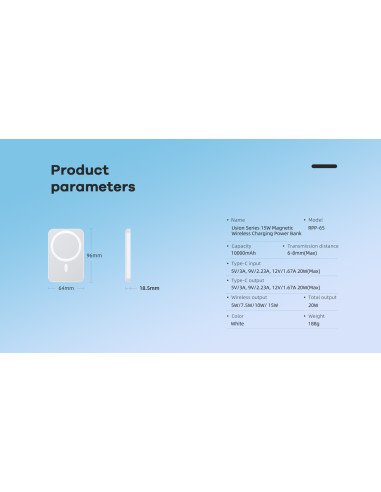 REMAX Magnetic Wireless Power Bank 10000mAh 20W PD + 15W Wireless RPP-65, Navy — view 8