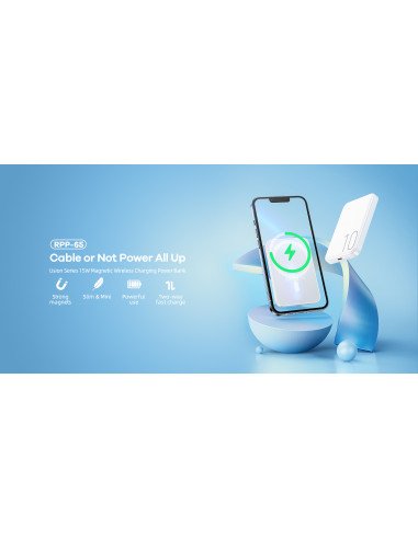 Magnetinė belaidė išorinė baterija (Powerbank) REMAX RPP-65 10000mAh 20W PD + 15W, tamsiai mėlyna — vaizdas 13