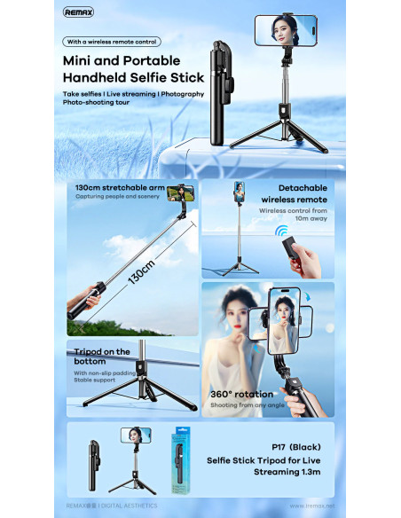 REMAX P17 „Selfie Stick“ trikojis telefono laikiklis