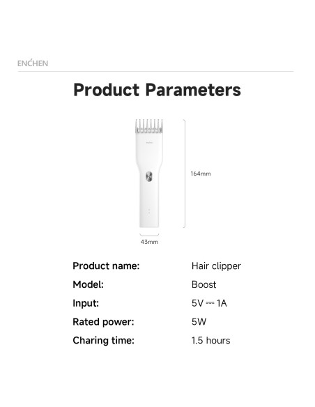 Electric Hair Clipper ENCHEN Boost (white)