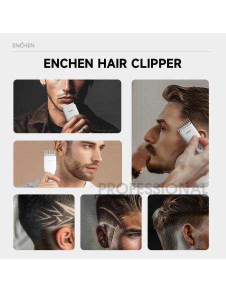 Plaukų kirpimo mašinėlė ENCHEN Boost (balta)