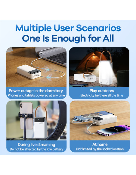 REMAX RPP-565 greito įkrovimo išorinė baterija - powerbank su šviesos šaltiniu 60000mAh, pilka