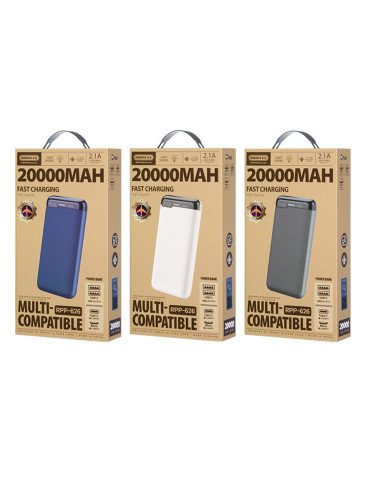 Išorinė baterija (Powerbank) REMAX RPP-626 20000mAh 2.1A su 2× USB, tamsiai mėlyna — vaizdas 5