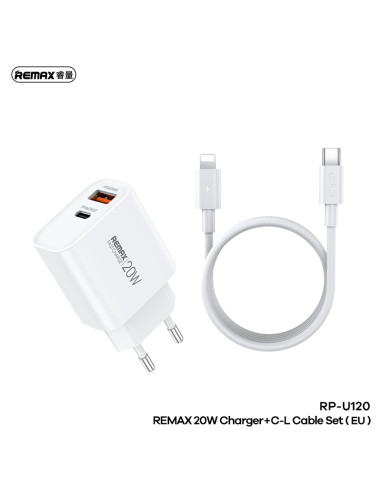 REMAX 20W Fast Charger RP-U120, USB, Type-C ports