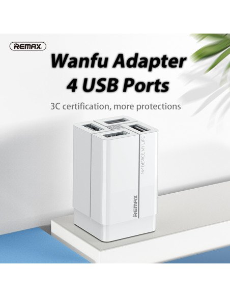 REMAX Wall Charger 3.4A 4×USB RP-U43, Black — view 2