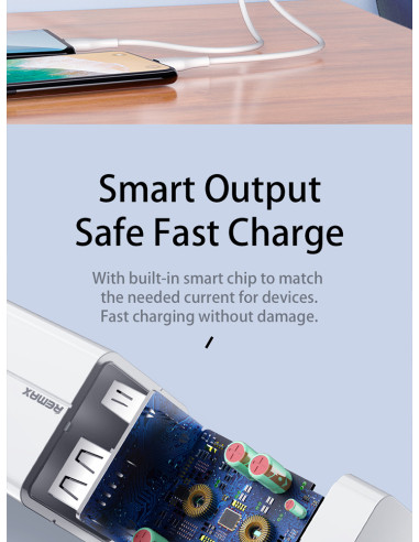 REMAX DC5V/3.4A Fast Charger RP-U43 (4xUSB...