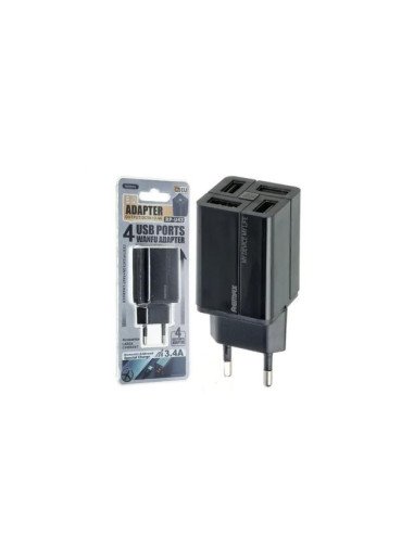 REMAX Wall Charger 3.4A 4×USB RP-U43, Black