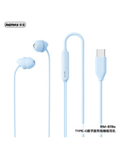 REMAX RM-619a Wired Sleep Earbuds, Type-C, Light Blue