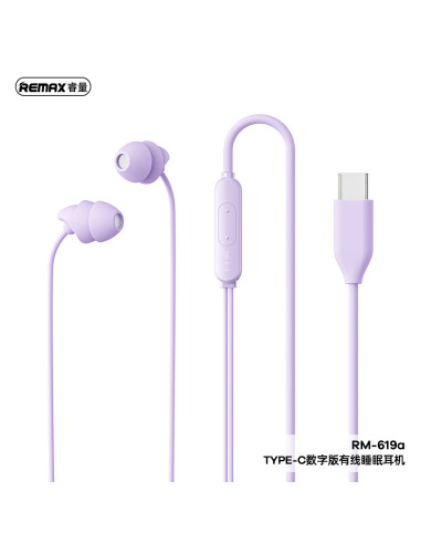 REMAX RM-619a Wired Sleep Earbuds, Type-C, Purple