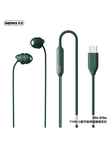 REMAX RM-619a Wired Sleep Earbuds, Type-C, Green