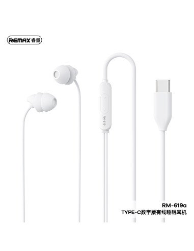 Laidinės miego ausinės REMAX RM-619a su USB Type-C, balta