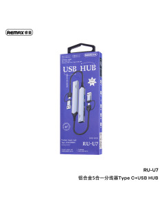 USB stotelė REMAX RU-U7, USB/Type-C į SD/TF, 3xUSB 2