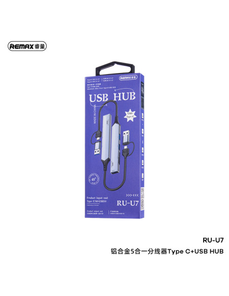 REMAX USB Hub RU-U7, USB/Type-C to 3xUSB, SD/TF