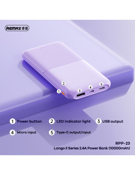 Išorinė baterija (Powerbank) REMAX RPP-23 10000mAh 2.4A 2×USB, šviesiai mėlyna — vaizdas 8