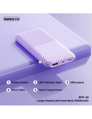 REMAX Power Bank 10000mAh 2.4A 2×USB RPP-23, Black — view 7