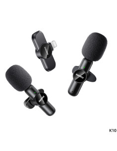 REMAX K10 One-to-Two Live Stream Wireless Microphones (Iphone), Black