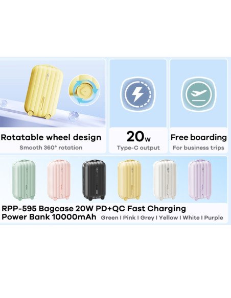 REMAX Fast Charging Power Bank 10000mAh 20W PD + QC RPP-595, Yellow — view 4