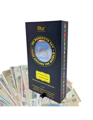 100 skirtingų banknotų rinkinys iš įvairių...