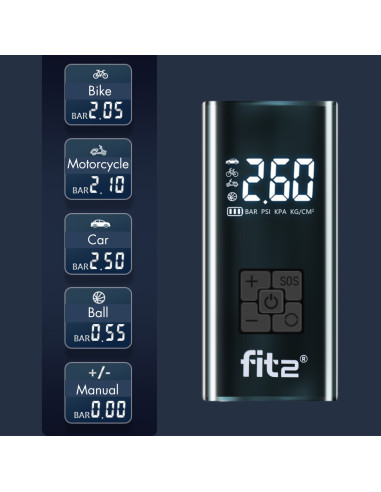 Elektrinė-akumuliatorinė oro pompa FIT2 Bike