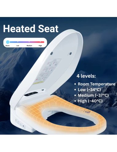 Smart toilet seat with bidet, heated seat and...