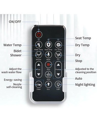 Smart toilet seat with bidet, heated seat and...