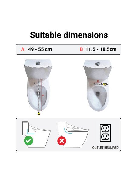 Smart toilet seat with bidet, heated seat and dryer FIT2 L-ASC405-L (49-55 cm klozetams)