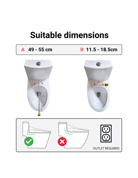 Smart toilet seat with bidet, heated seat and dryer FIT2
