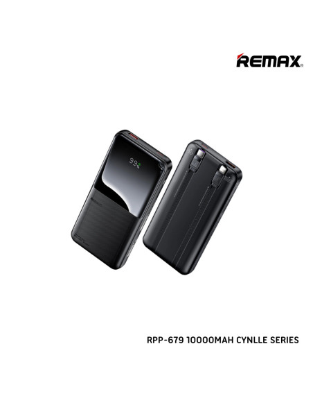 REMAX RPP-679 greito įkrovimo išorinė baterija su 2 laidais, 10000 mAh – balta