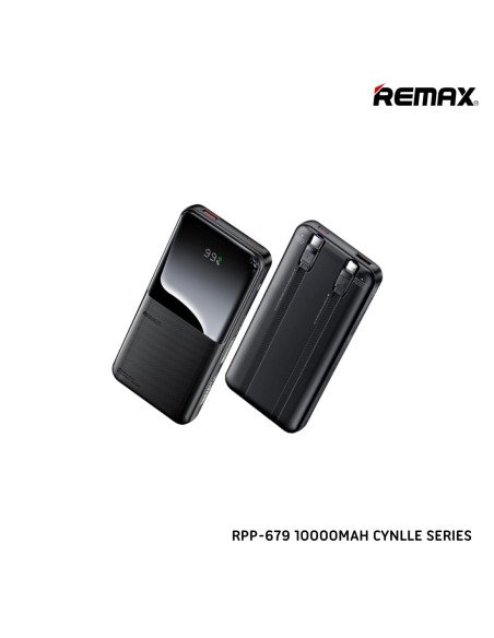 Greito įkrovimo išorinė baterija (Powerbank) REMAX RPP-679 10000mAh su 2 įmontuotais kabeliais, balta — vaizdas 3