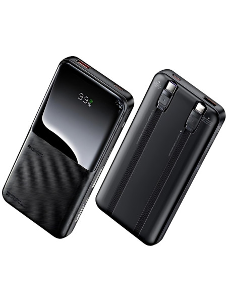 REMAX RPP-679 greito įkrovimo išorinė baterija su 2 laidais, 10000 mAh – balta