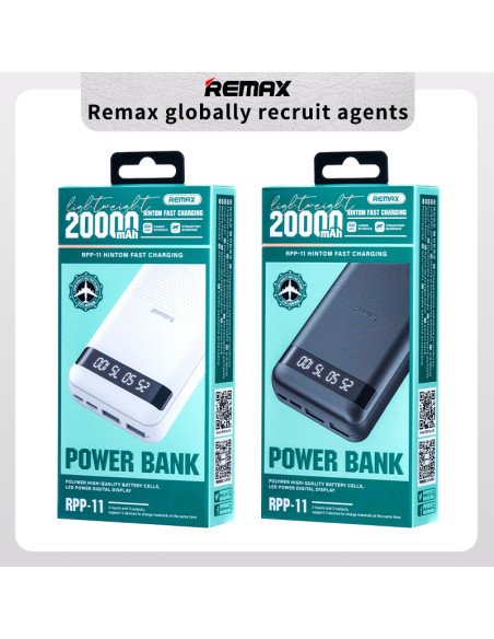 Išorinė baterija (Powerbank) REMAX RPP-11 20000mAh 2.4A USB ir USB-C, juoda — vaizdas 4