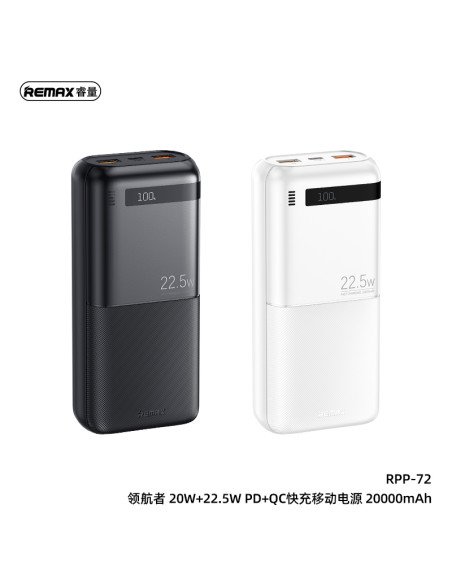 REMAX Fast Charging Power Bank 20000mAh 22.5W QC + 20W PD RPP-72, Black — view 2