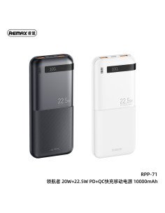 Greito įkrovimo išorinė baterija (Powerbank) REMAX RPP-71 10000mAh 22.5W QC + 20W PD, juoda 2