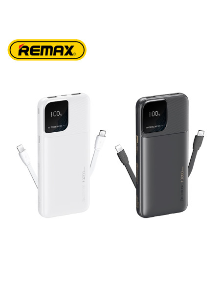 REMAX RPP-657 Power Bank 10000mAh, 2.4A Fast Charging with Built-in Cables, Black