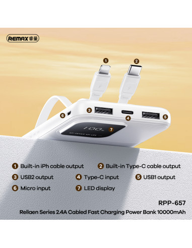 REMAX RPP-657 Power Bank 10000mAh, 2.4A Fast...