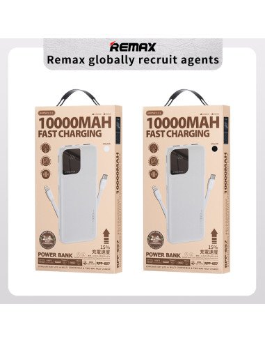 REMAX Power Bank 10000mAh 2.4A with Built-in Cables and Display RPP-657, Black — view 4