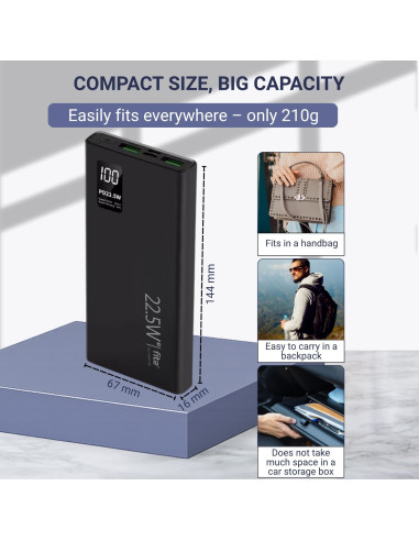 Išorinė baterija - powerbank FIT2 K7, 10000mAh, juoda