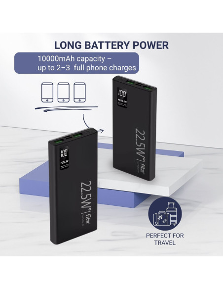 Išorinė baterija - powerbank FIT2 K7, 10000mAh, juoda