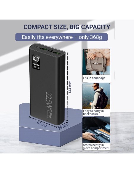 Išorinė baterija - powerbank FIT2 K8, 20000mAh, juoda — vaizdas 6