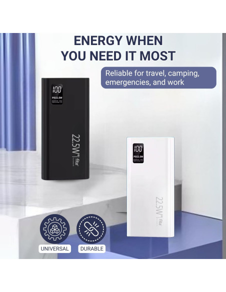 Išorinė baterija - powerbank FIT2 K8, 20000mAh, juoda