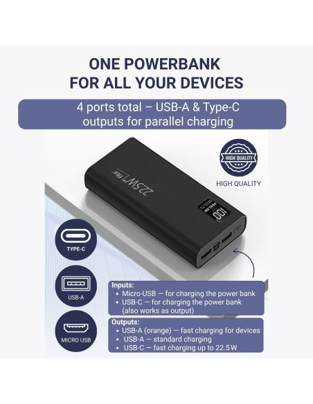 Powerbank FIT2 K8, 20000mAh, Black — view 8