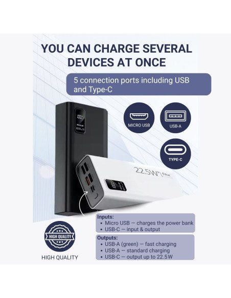 Išorinė baterija - powerbank FIT2 K9, 30000mAh, juoda — vaizdas 3