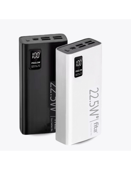 FIT2 K8 išorinė baterija 20000mAh – 22.5W PD greitas įkrovimas | 2x USB ir Type-C | Juoda